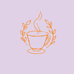 coffee cup icon Premium coffee shop logo Cafe mug icon, Coffee cup and Tea cup icon set.Illustration eps