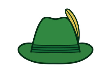 german alpine hat icon, green tyrolean hat vector symbol