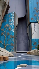 amazing decorative 3d multi texture with visible veins and cracks 