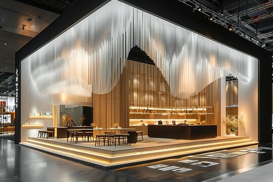 Fototapeta A large room with a white ceiling and black walls
