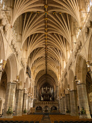 The nave of Exeter Cathedral, Devon, UK