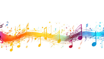 Fototapeta premium Vibrant Rainbow Colored Music Notes Flowing On A Transparent Background