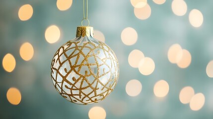 Gold Glitter Christmas Ornament Bokeh Lights