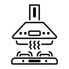 A linear icon of kitchen hood 
