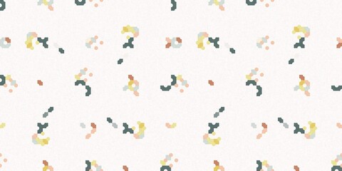 Simple glitch geometric seamless abstract banner with playful woven summer color. Bright whimsical gender neutral border bold irregular shape textile cotton effect edging.