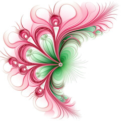 Abstract Pink And Green Fractal Design With Flowing Lines And Floral Shapes