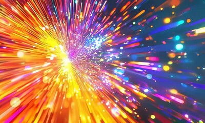 Radiating 3D starburst with bright hues, Video