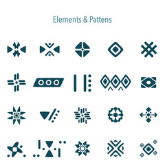 Vector illustration of geometric patterns, elements, and gestures. Retro abstract design, embroidery, collection of contemporary shapes for decoration, fabric patterns, backgrounds, rugs, and clothing