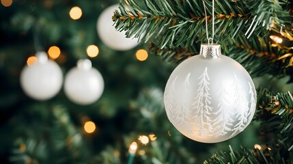 White Christmas Ornament Tree Decoration Close-up