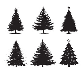 Fototapeta premium Silhouette of a Christmas tree set decorated with star ornaments, ideal for holiday designs and festive projects