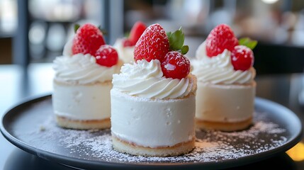 ホイップクリームとイチゴのケーキ