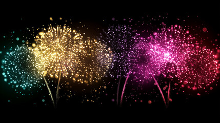 yellow and pink fireworks in the sky