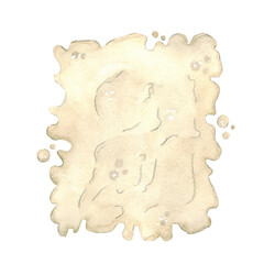 White curd cheese on a white background. Watercolor illustration drawn by hand. Cooking, food, ingredient, product, cheese, breakfast, snack