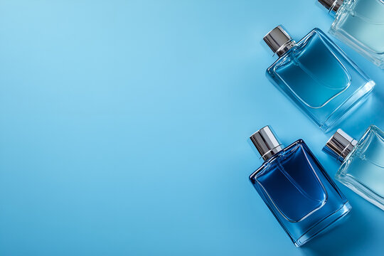 perfumes on a blue background