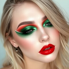 Una bellisima chica con un maquillaje que recuerda a loa bandera de Italia o México