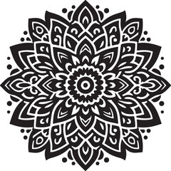Simple mandala design silhouette vector style with white background