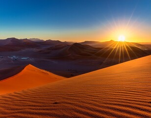 Sunrise Over the Dunes of the Namib Desert, a Desert Landscape of Stark Beauty