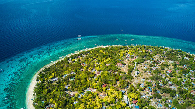 Amazing aerial view of Balicasag Island, Bohol, Philippines. Tropical travel destinations in Asia