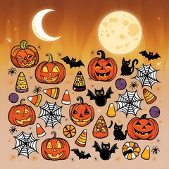 halloween background with pumpkins