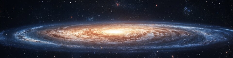 Fototapeta premium A spiral galaxy in space, with stars and nebulae surrounding it. The center of the Milky Way 