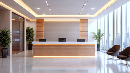 wooden reception desk