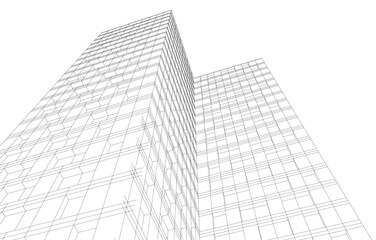 Fototapeta premium City buildings sketch 3d rendering