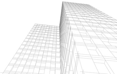 Fototapeta premium City buildings sketch 3d rendering