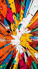 explosion of vibrant abstract colors on canvas