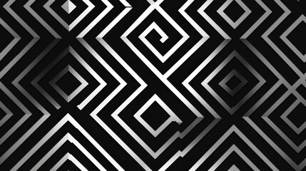 A high-quality AI-generated stock image of a chic geometric pattern background in black and white, leaving space on the right for text. Ideal for design, branding, and modern content.