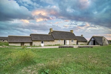 Meneham, in Brittany, thatched cottage