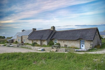 Meneham, in Brittany, thatched cottage