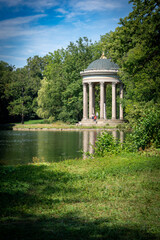 pavilion in the park on a lake