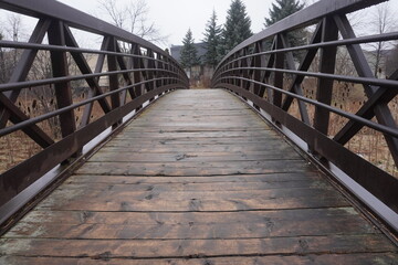 wooden bridge over the river