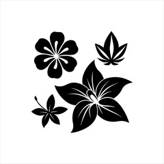 Obraz premium Bold Tropical Flower Silhouette Set for Exotic-Themed Designs, Wallpapers, and Fabric Prints
