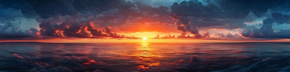 Fototapeta premium Panoramic view of the ocean at sunset