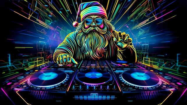 Dj neon xmas santa wallpaper	
