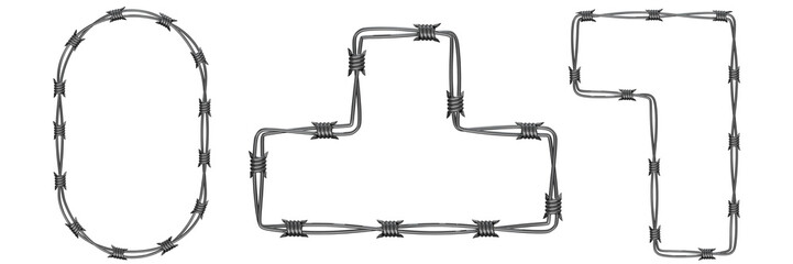 3D Set of Barbed Wire with Sharp Steel Spikes, Isolated on Transparent Background for Security and Industrial Use