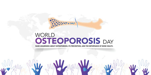 White bone shape ribbon for osteoporosis awareness concept. Bone density loss prevention. Skeletal system disease solidarity day. Senior osteopathy. Medical vector illustration.