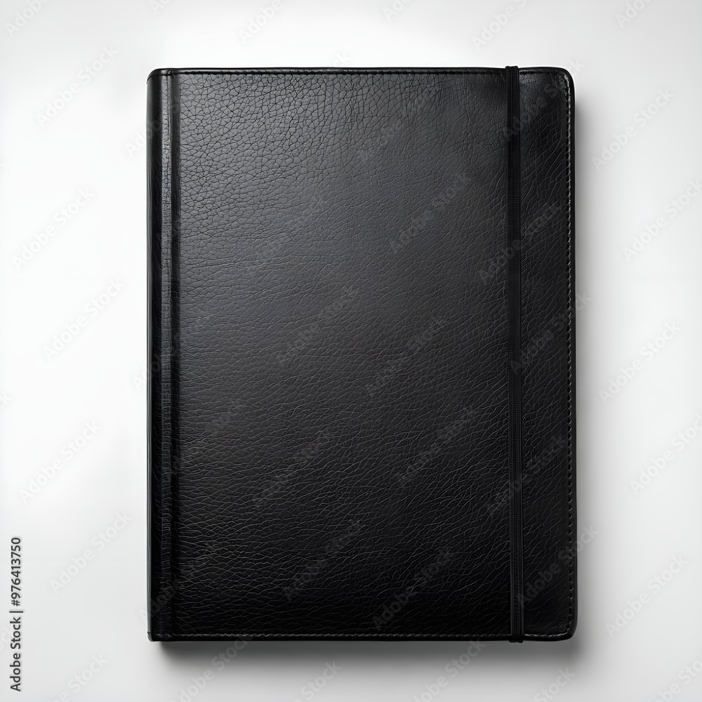 Wall mural black notebook isolated on white background.