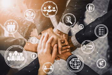 Human Resources Recruitment and People Networking Concept. Modern graphic interface showing...