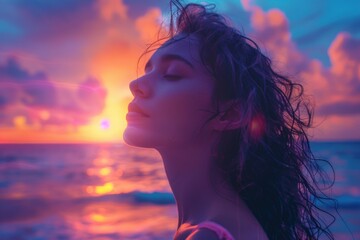 A serene sunset over a picturesque bay with soft velvet hues and tranquil waters