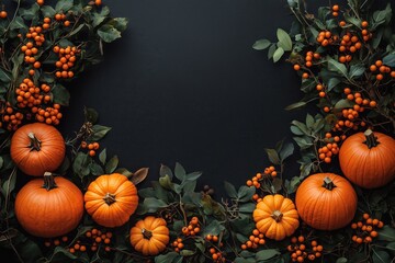 Autumn Harvest, Pumpkins and Berries Arrangement for Seasonal Decor and Thanksgiving Celebrations