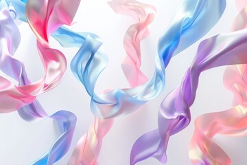 Fototapeta premium Pastel streamers flow in a bright room during a chic celebration