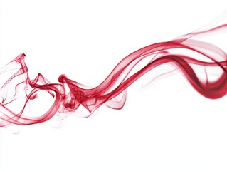 Rich, deep red smoke dances and swirls upward, creating soft trails that diffuse into lighter hues, offering an enchanting display of color and movement against a clean white canvas.