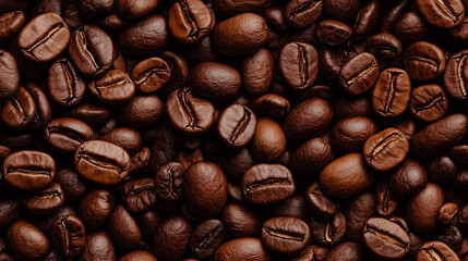 a pattern in photograph, extreme close-up, top-down view of coffee beans, filling the entire frame with a focus on the intricate details of the food items