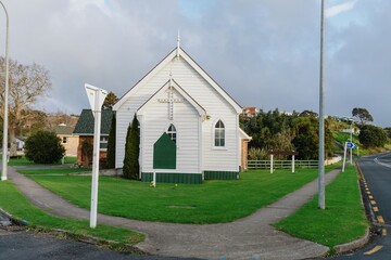 Historic pioneer church in Raglan, Waikato, New Zealand.