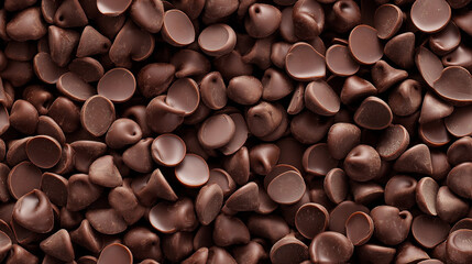 Obraz premium a seamless pattern of a close-up, top-down view of chocolate chips, filling the entire frame with a focus on the intricate details of the elements