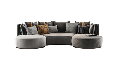 Stylish Sofa with Curved Design isolated on transparent background

