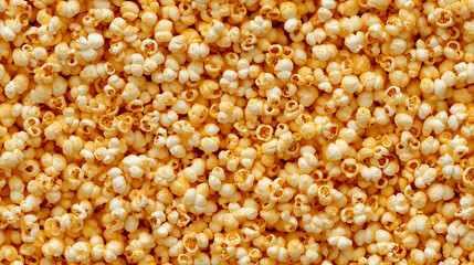 a seamless pattern of a close-up, top-down view of popcorns, filling the entire frame with a focus on the intricate details of the elements