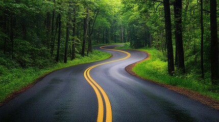 Obraz premium Scenic path representing career growth with milestones along the way